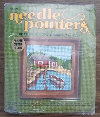 Vintage Needle Pointers Boathouse Cove Needlepoint Kit 5806 Sunset Designs Boat • $14