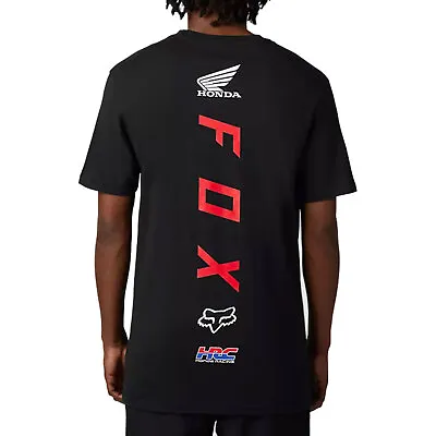 Fox Racing Men's X Honda Black Short Sleeve T Shirt Clothing Apparel Moto Mot • £36.61