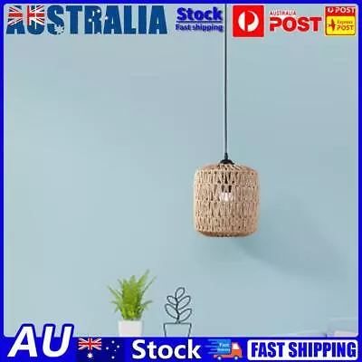 Simulated Rattan Lamp Cover Handmade Woven Lamp Shade For Bedroom (Cylindrical) • $19.09