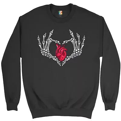 Skeleton Hand Heart Sweatshirt Love Sign Happy Halloween Cute Crewneck • $34.95