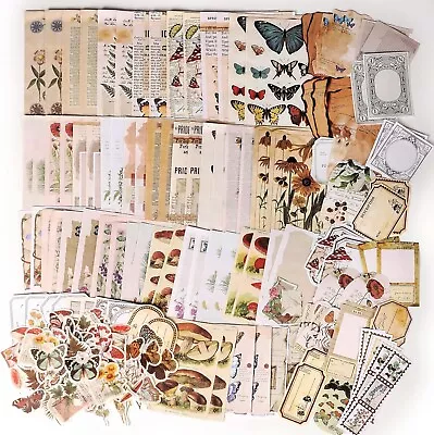 200 Pieces Vintage Scrapbook Supplies Pack For Junk Journal Planners DIY Paper • $11.29