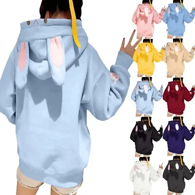 Women Rabbit Ears Hoodies Sweatshirts Long Sleeve Casual Drawstring Sweatshirts • $23.24
