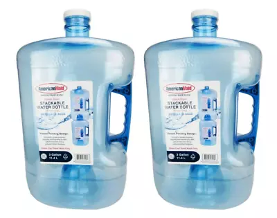 2 Pack 3 Gal Water Bottle Secure Liquid Jug Container BPA-Free Plastic Reusable • $23.79