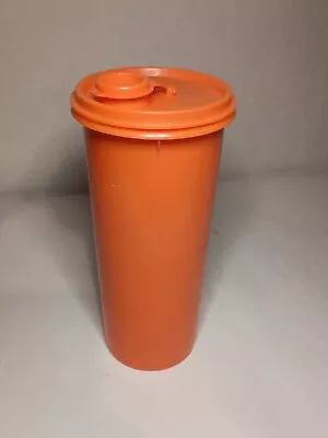 Vintage TUPPERWARE Orange Round Canister #262-6 W/Lid #603-4 Spout #564-4  32 Oz • $5.95