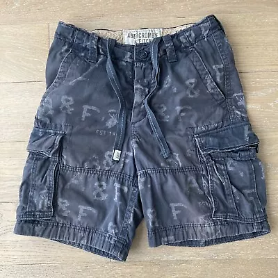 Abercrombie & Fitch Cargo Shorts Mens W30 Grey Drawstring Heavy Combat Military • £34.89