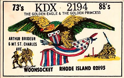 Vtg 1980s CB Radio QSL Post Card Woonsocket Rhode Island Retro Collectible • $10.95