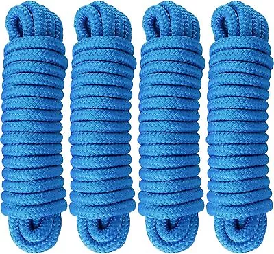 4 Pcs Double Braided Nylon Dock Lines 5/8Inch 25FT Marine Mooring Rope Boat Rope • $57.99