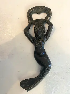 Vintage Mermaid Bottle Opener Cast Iron Painted Sea Blue Beer Soda Beach • $7.95