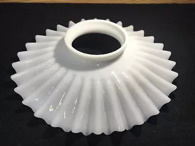 Antique White Milk Glass Pleated / Ruffled Petticoat Lamp Light Shade 9-3/4  Dia • $40.49