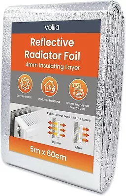Reflective Radiator Foil Thermal Insulation Bubble Wrap Insulation Roll 5mx60cm • £13.99