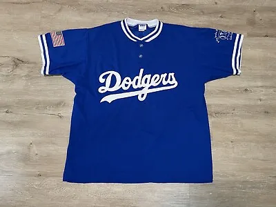 Vintage Evans Men’s Sz M LA Dodgers Pullover Team Jersey 2-button Blue • $34.11