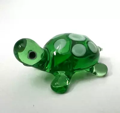 Murano Glass Handcrafted Unique Lovely Baby Turtle Figurine Green Color • $29.90