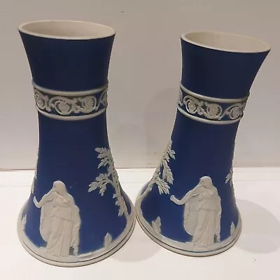 Vintage Adams Tunstall Blue Jasper Pair Of Spill Vases 5.3/4 Inches • £39.95