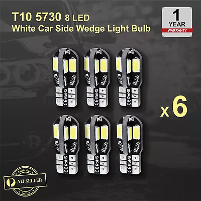 6pcs Canbus T10 5730 8 LED SMD White Car Side Wedge Light Lamp Bulb -194 168 W5W • $7.49