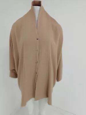 HAMPSTEAD BAZAAR Ladies Top Blouse Button Up Tan Lightweight Summer Oversized XL • £9.99