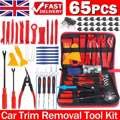 65Pcs Car Trim Removal Tool Set Door Panel Fastener Auto Dashboard Plastic Kit • £11.55