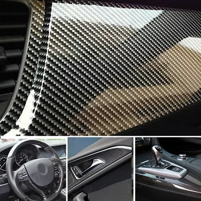 Carbon Fiber Car Glossy 7D Accessories  Vinyl Film Auto Interior Wrap Stickers • $14.99