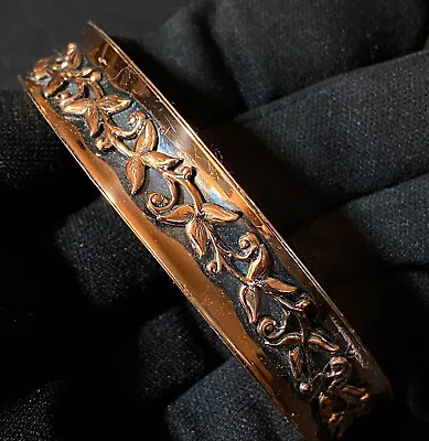 Beautiful Estate Vintage Solid Copper Leaf Vine Design Bangle Bracelet 8” Long • $194.95