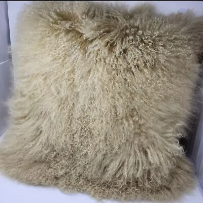 West Elm | Real Lamb Fur Throw Pillow 24x24 With Down Insert NWT $198 • $140