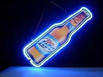 New 14  Miller Lite Bottle Beer Neon Sign Artwork Decor Gift • $79.49