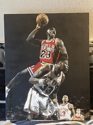 Michael Jordan Original Painting Up And Over Ewing • $2750