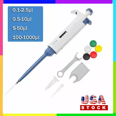 Adjustable Single Channel Pipette Laboratory Micro Pipettor Transfer 0.1-1000μl • $27.07