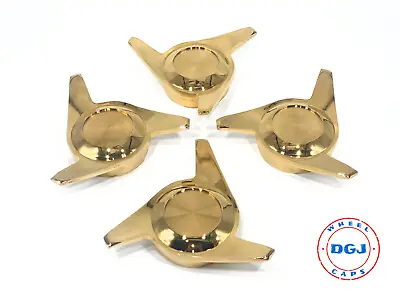 3 Bar Cut Gold Knock-Off Spinner Caps For Lowrider Wire Wheels (M) • $329.99