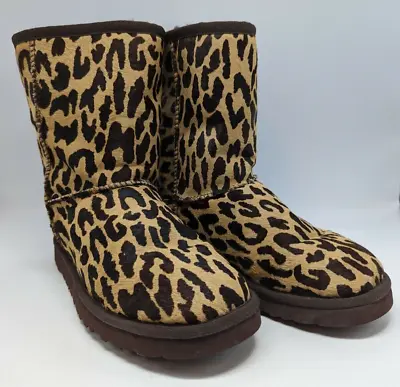 UGG Women's Classic Short Exotic Calf Hair Boots Cheetah Print SIZE 7 VGC • $115