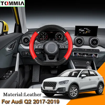 Car Styling Carbon Fiber Leather Car Steering Wheel Cover For Audi Q2 2017-2019 • $56.52