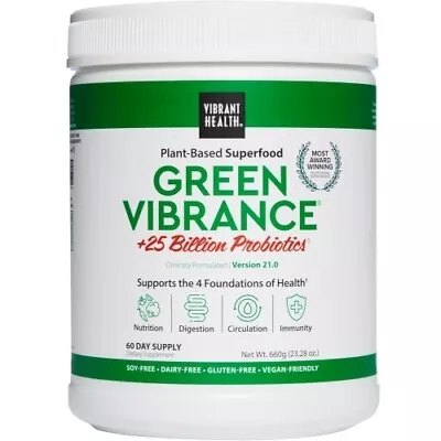 Vibrant Health Green Vibrance +25 Billion Probiotics Version 21.0 23.83 Oz. 8/26 • $85.60