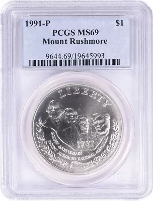 1991-P Mount Rushmore Commemorative Silver Dollar MS69 PCGS • $44