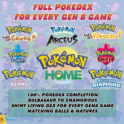 $79.99 • Buy ✨Pokémon HOME EVERY Shiny Living Dex Complete - From ALL GEN 8 Games!