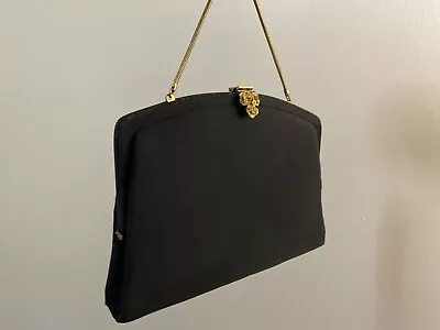 Vintage La France Black Silk Clutch Purse Evening Bag • $30