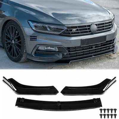$59.19 • Buy Glossy Black Front Bumper Lip Spoiler Splitter Body Kit For VW Passat B7 Sedan
