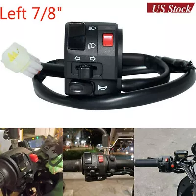 Motorcycle 7/8  Left Handlebar Control Switch Turn Signal Start Stop Lamp Switch • $17.99