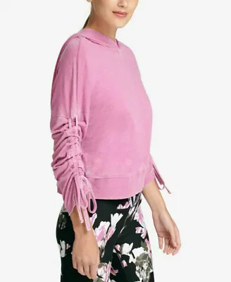 New DKNY Women's Sport Relaxed Cinch-Sleeve Hoodie Light Peony X-Large • $20