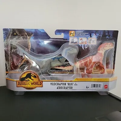 Jurassic World Dominion 2 Pack Dinosaurs VELOCIRAPTOR BLUE AND ATROCIRAPTOR 2022 • $30