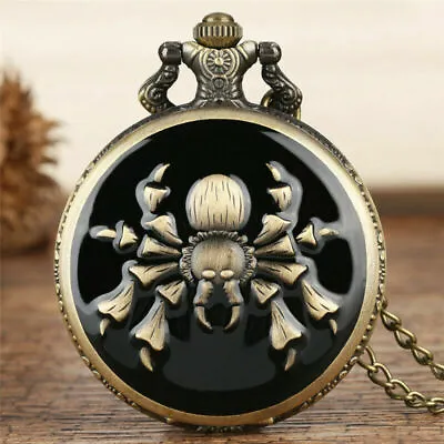 Antique Style Spider/Scorpion Men Women Quartz Pocket Watch Necklace Chain Gift • $4.87