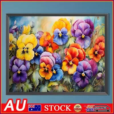 5D DIY Full Square Drill Diamond Painting Pansy Kit Home Decor Art Craft 50x40cm • $13.99