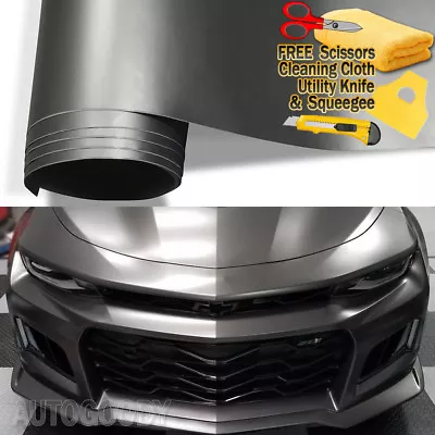 24  X 60  Satin Matte Chrome Metallic Dark Gray Vinyl Film Wrap Air Bubble Free • $15.19