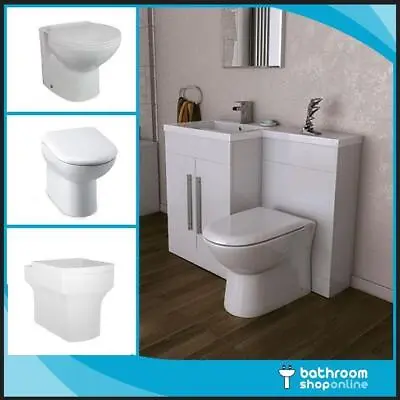 White L Shape Bathroom Furniture Suite BTW Toilet Vanity WC Unit Resin Basin  • £419.95
