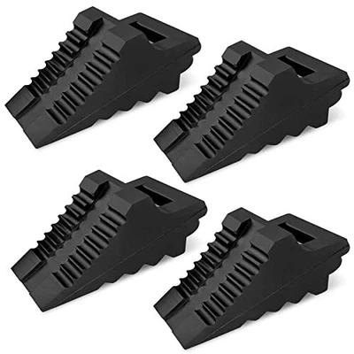 $55.99 • Buy Solid Rubber Wheel Chocks Heavy Duty Trailer Chock 4 Pack Black 8.6 X 3.7 X 4.7 