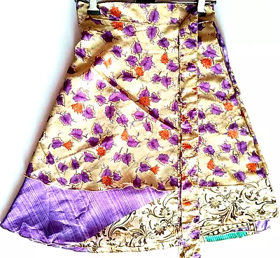 Vintage Sari Magic Wrap Skirts Multicolor Bohemian Hippie Skirt Mini Skirt • $19.40