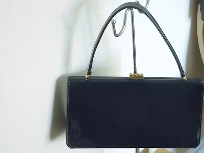 Vintage Exclusive Waldybag Navy Patent Leather Made In England • £18