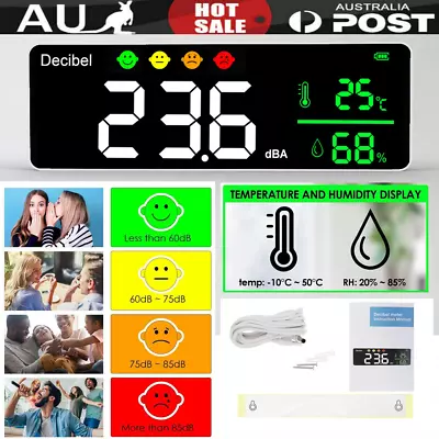 Wall Mounted Sound Level Tester 30dB To 130dB Large Decibel Meter LED Display • $76.11