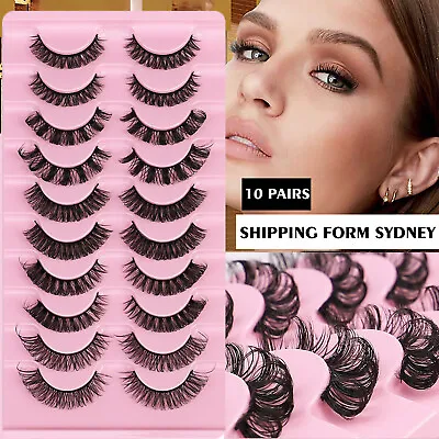 $6.29 • Buy 10Pairs Russian Style Strip Lashes D Curl Mink False Eyelashes Full Curled AU