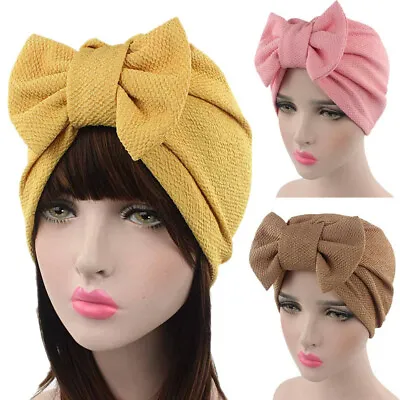 Ladies Bow Wrap Hair Loss Head Scarf Muslim Women Turban Cap Cancer Chemo Hat UK • £3.59