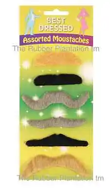 Set Of 6 Fake Moustaches Mustache Moustache Handlebar Self Adhesive Fancy Dress • £3.89