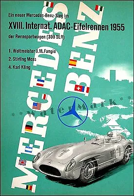 Mercedes Benz 1955 International ADAC Vintage Poster Print German Car Advert • $21.58