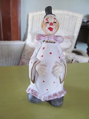 Vintage Bell Ceramic Clown Figurine Red Polka Dots 4 3/4  • $12.75